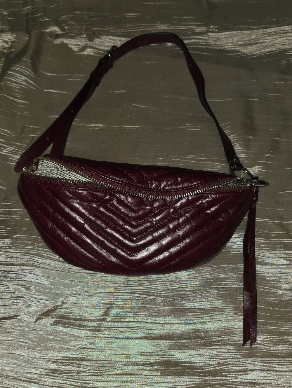 Rebecca Minkoff Quilted Burgundy Crossbody Belt Bag